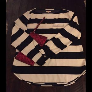 Gap navy and white stripe blouse